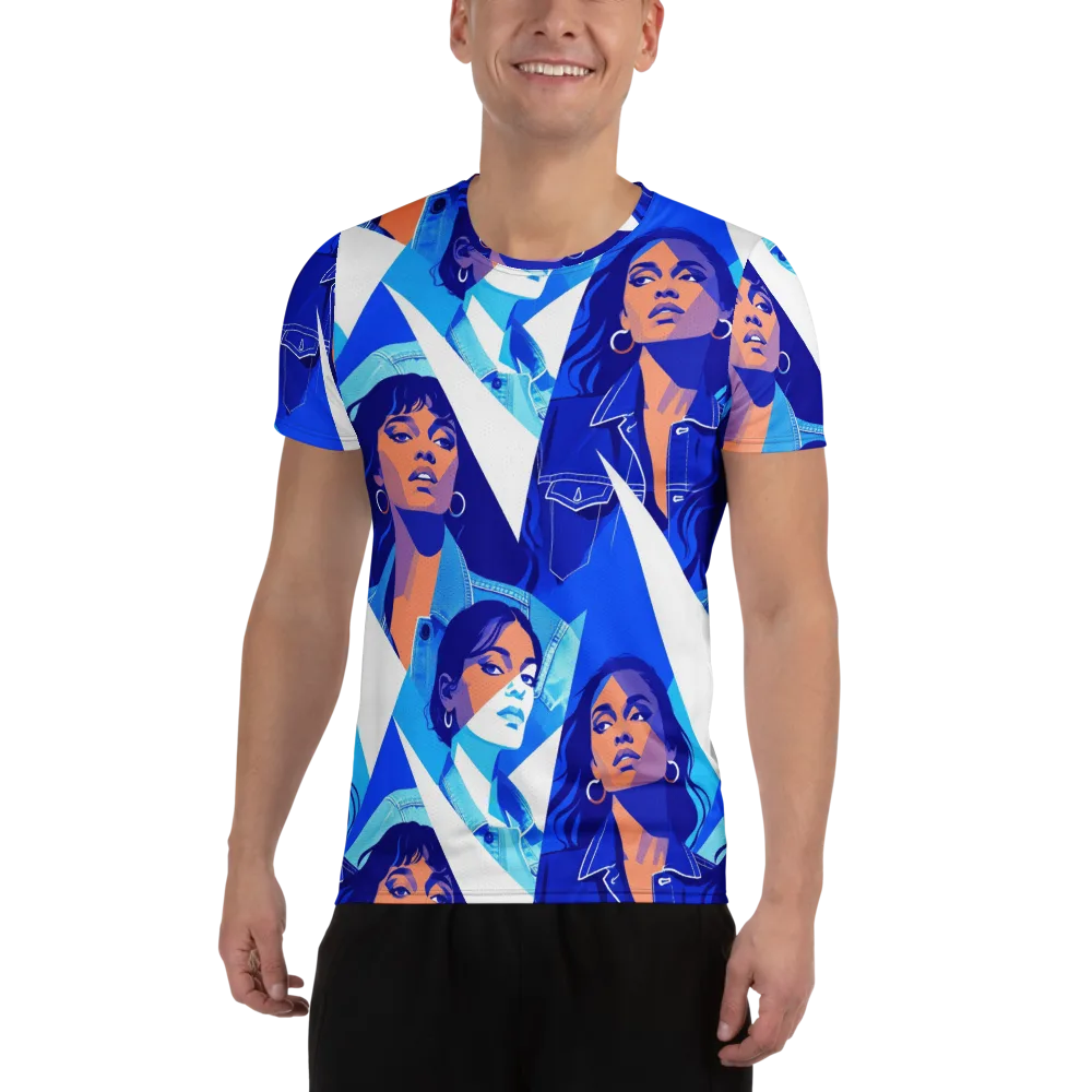Electric Blue Muse on Men's Athletic T-Shirt — Front