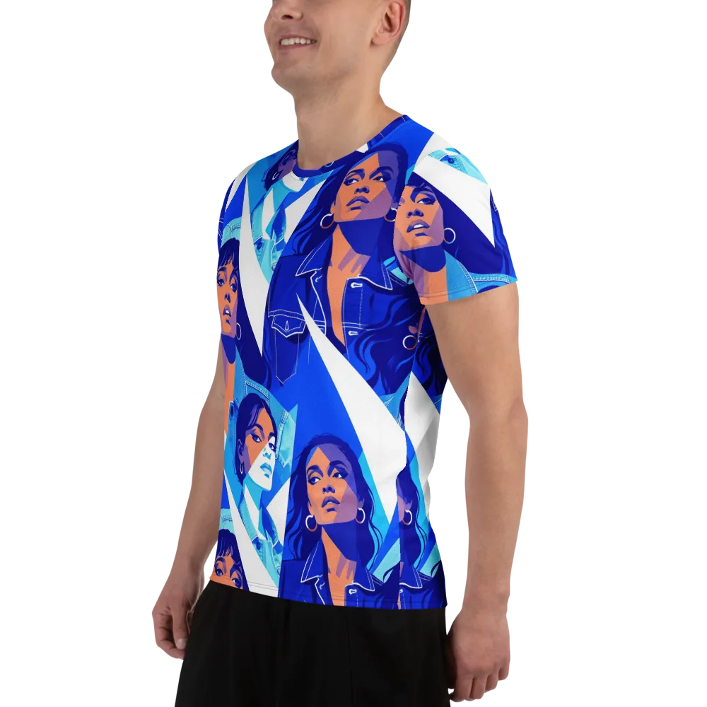 Electric Blue Muse on Men's Athletic T-Shirt — Left