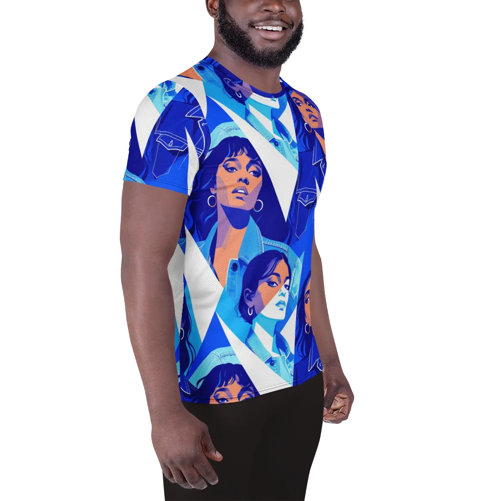 Electric Blue Muse on Men's Athletic T-Shirt — Right