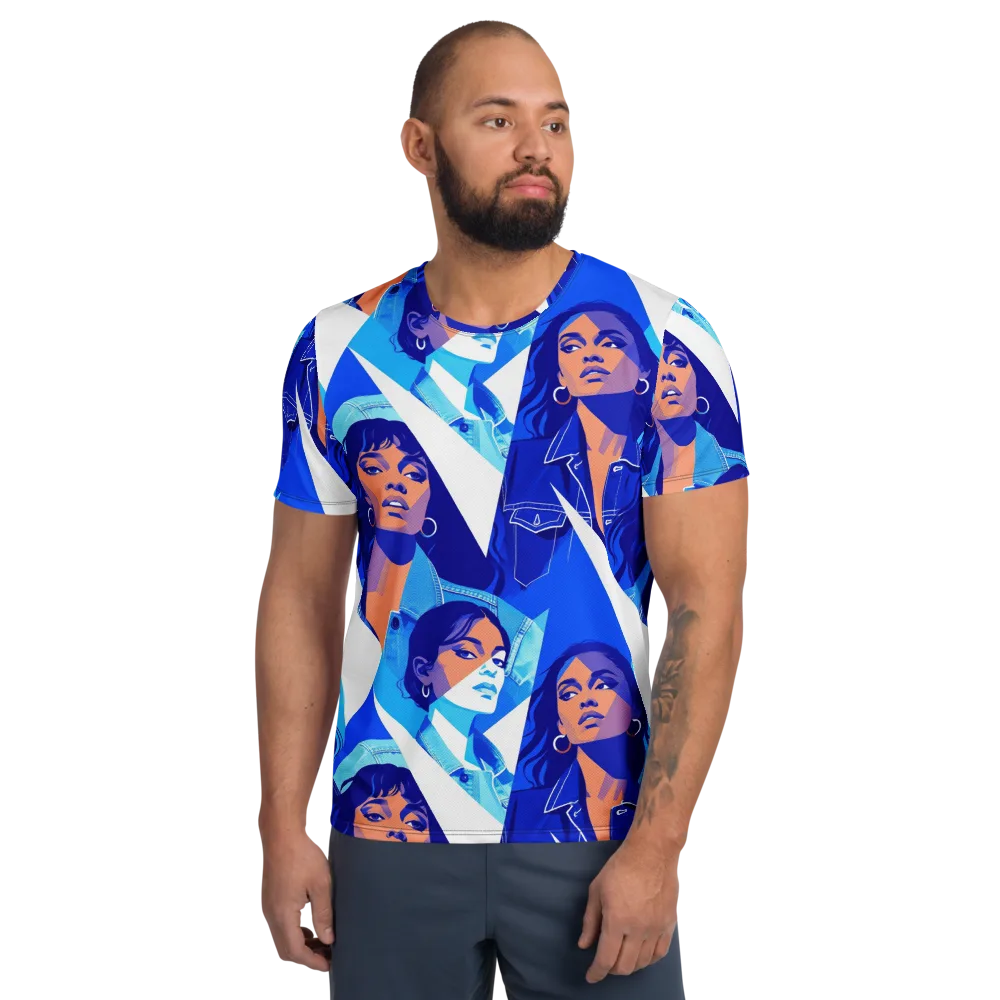 Electric Blue Muse on Men's Athletic T-Shirt — Front