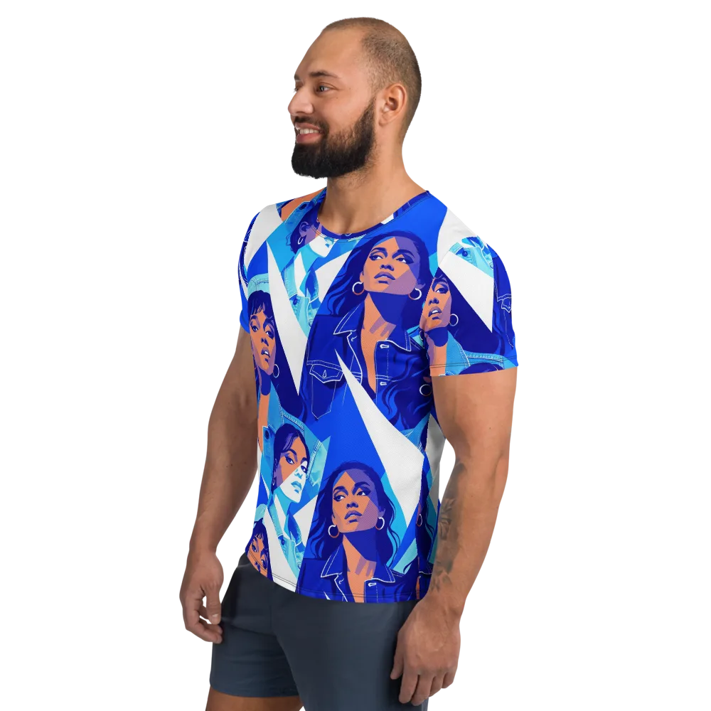 Electric Blue Muse on Men's Athletic T-Shirt — Left