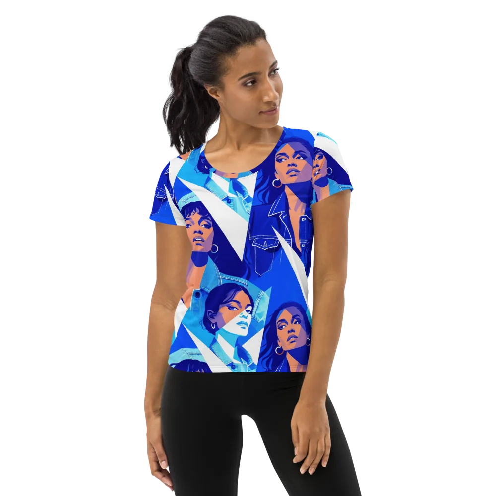 Electric Blue Muse on Women's Athletic T-Shirt — Front