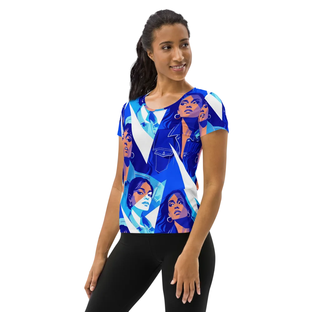 Electric Blue Muse on Women's Athletic T-Shirt — Left