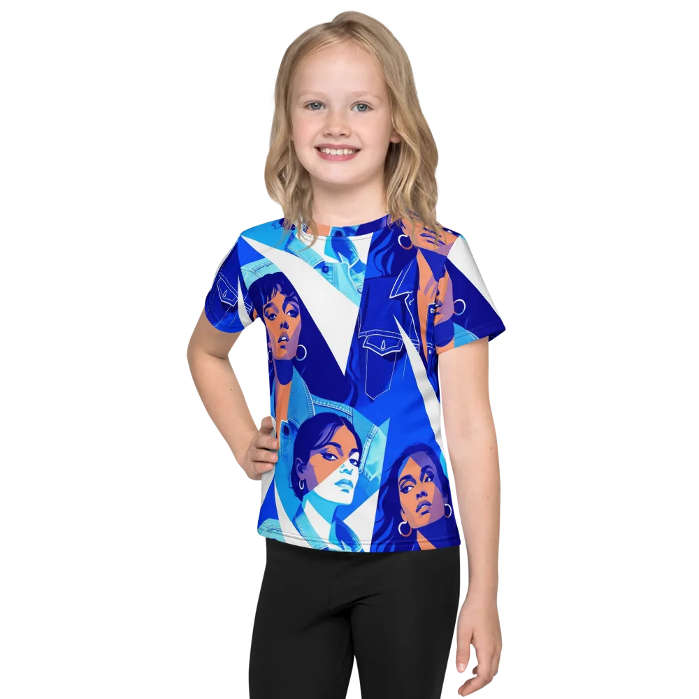 Electric Blue Muse on Kids Crew Neck T-Shirt — Front