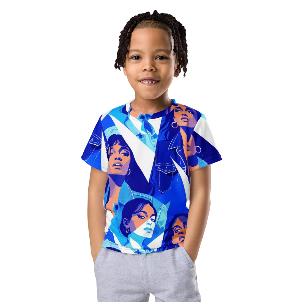 Electric Blue Muse on Kids Crew Neck T-Shirt — Front
