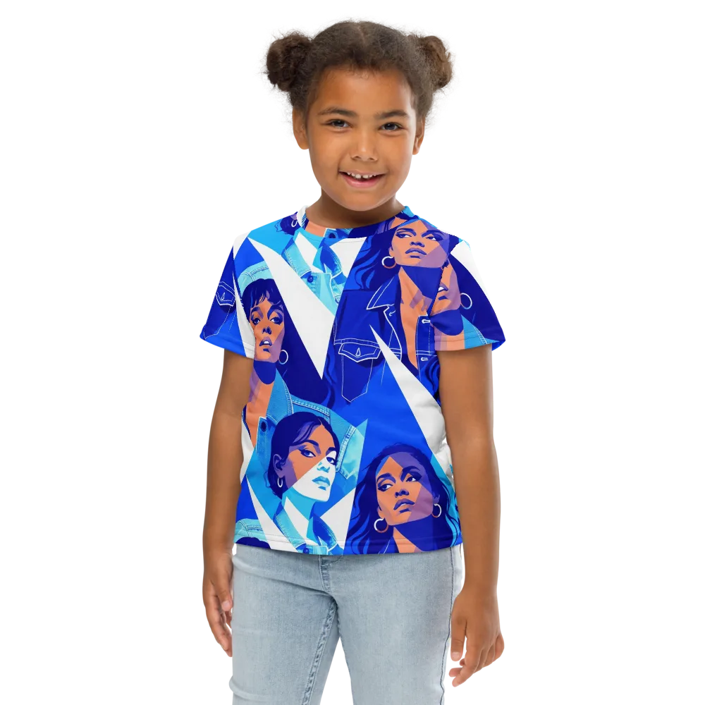 Electric Blue Muse on Kids Crew Neck T-Shirt — Front
