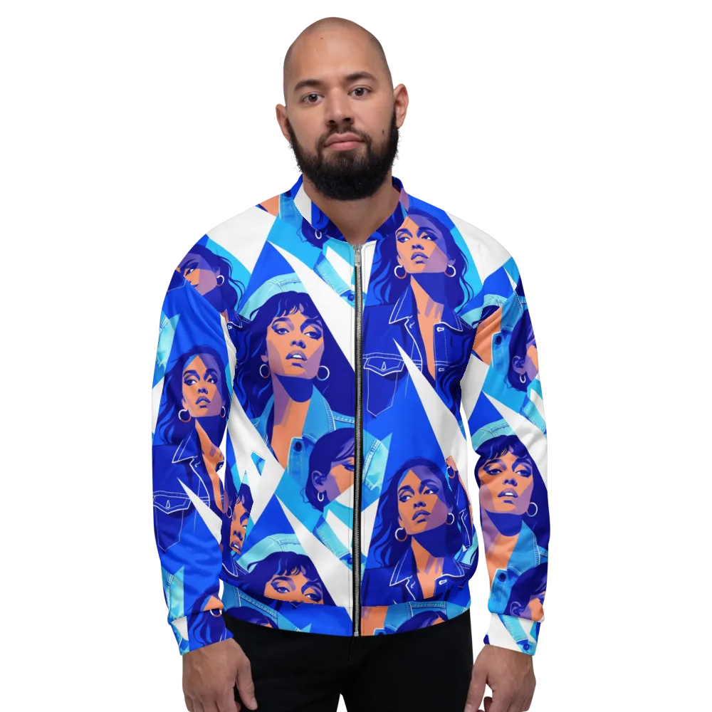 Electric Blue Muse on Bomber Jacket — Front
