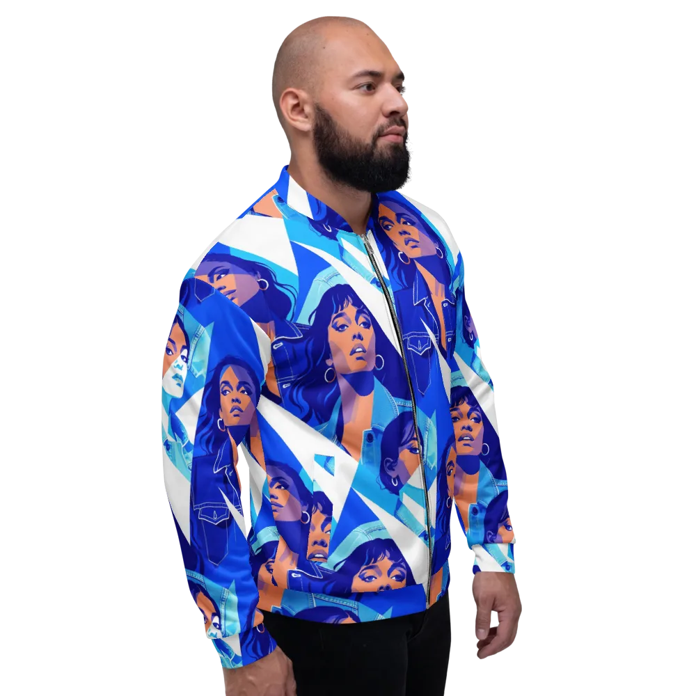 Electric Blue Muse on Bomber Jacket — Right