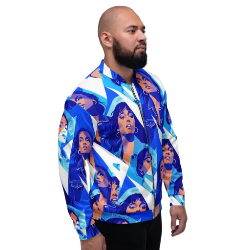 Electric Blue Muse on a Bomber Jacket