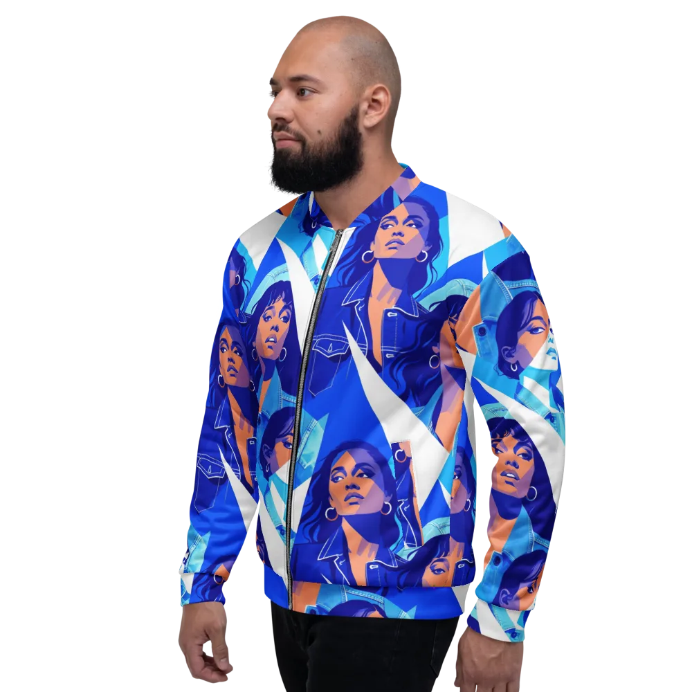 Electric Blue Muse on Bomber Jacket — Left