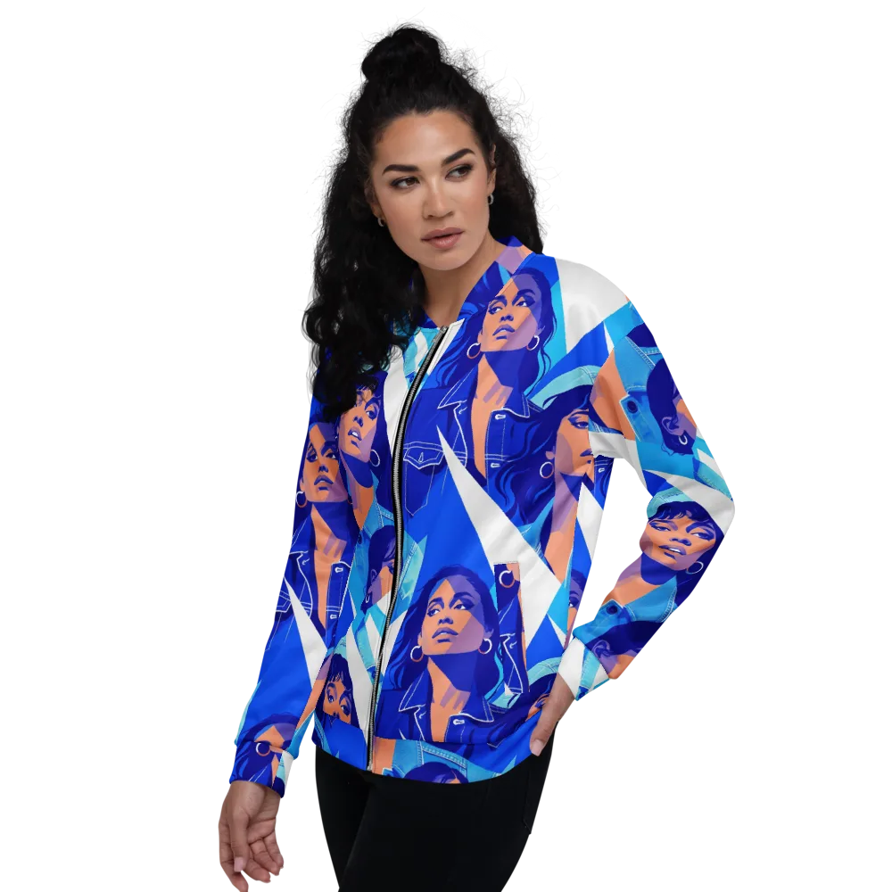 Electric Blue Muse on Bomber Jacket — Left