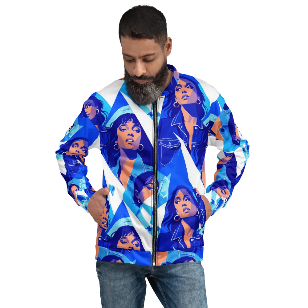 Electric Blue Muse on Bomber Jacket — Front
