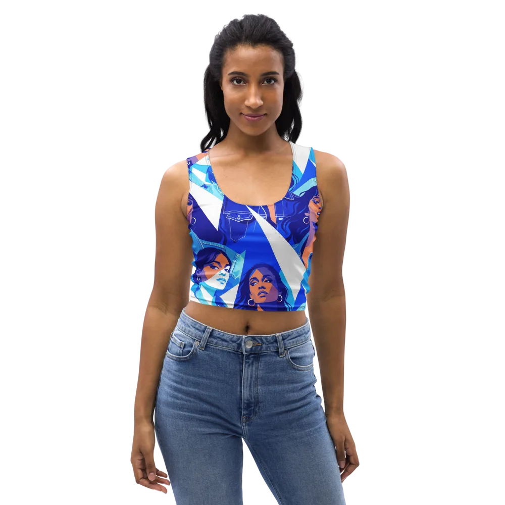 Electric Blue Muse on Crop Top — Front
