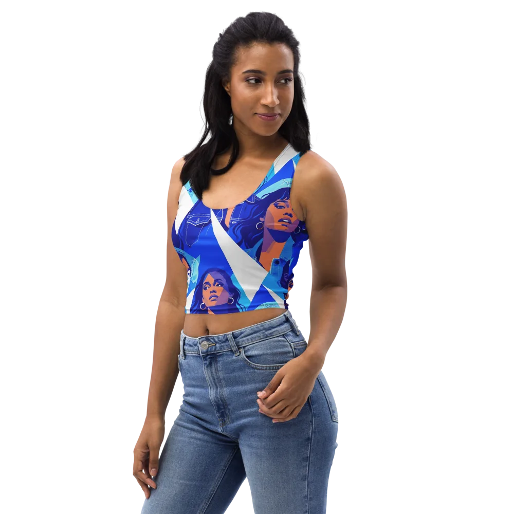 Electric Blue Muse on Crop Top — Left Front