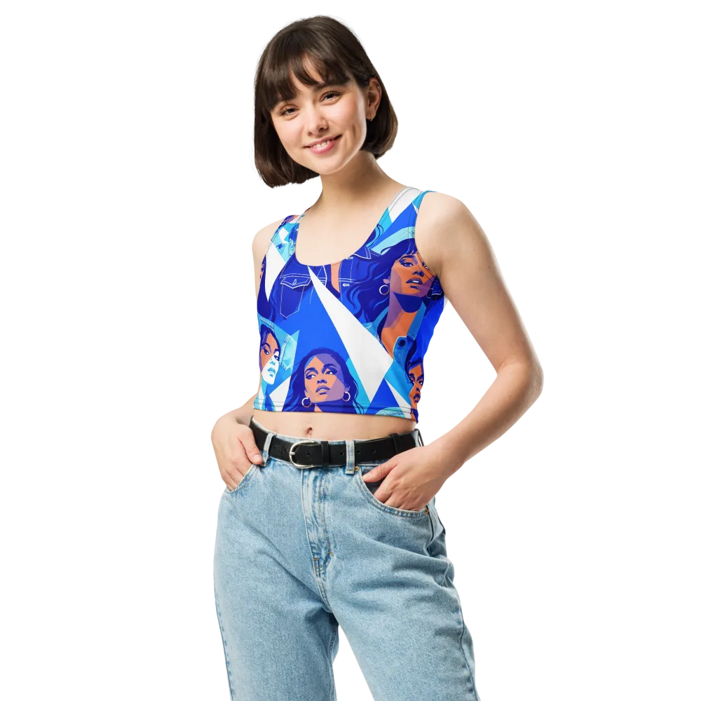 Electric Blue Muse on Crop Top — Front
