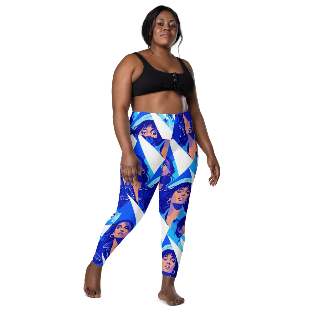 Electric Blue Muse on Leggings with Pockets — Front