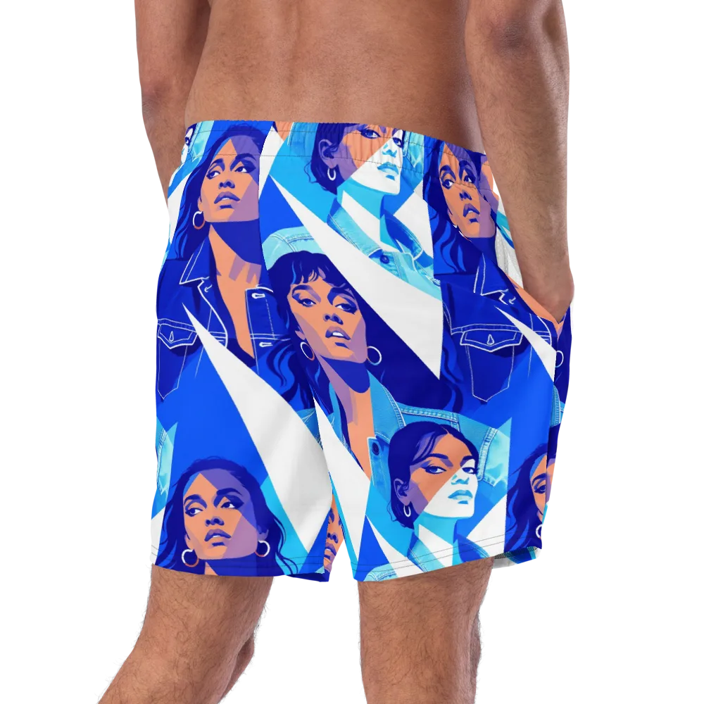 Electric Blue Muse on Swim Trunks — Right Back