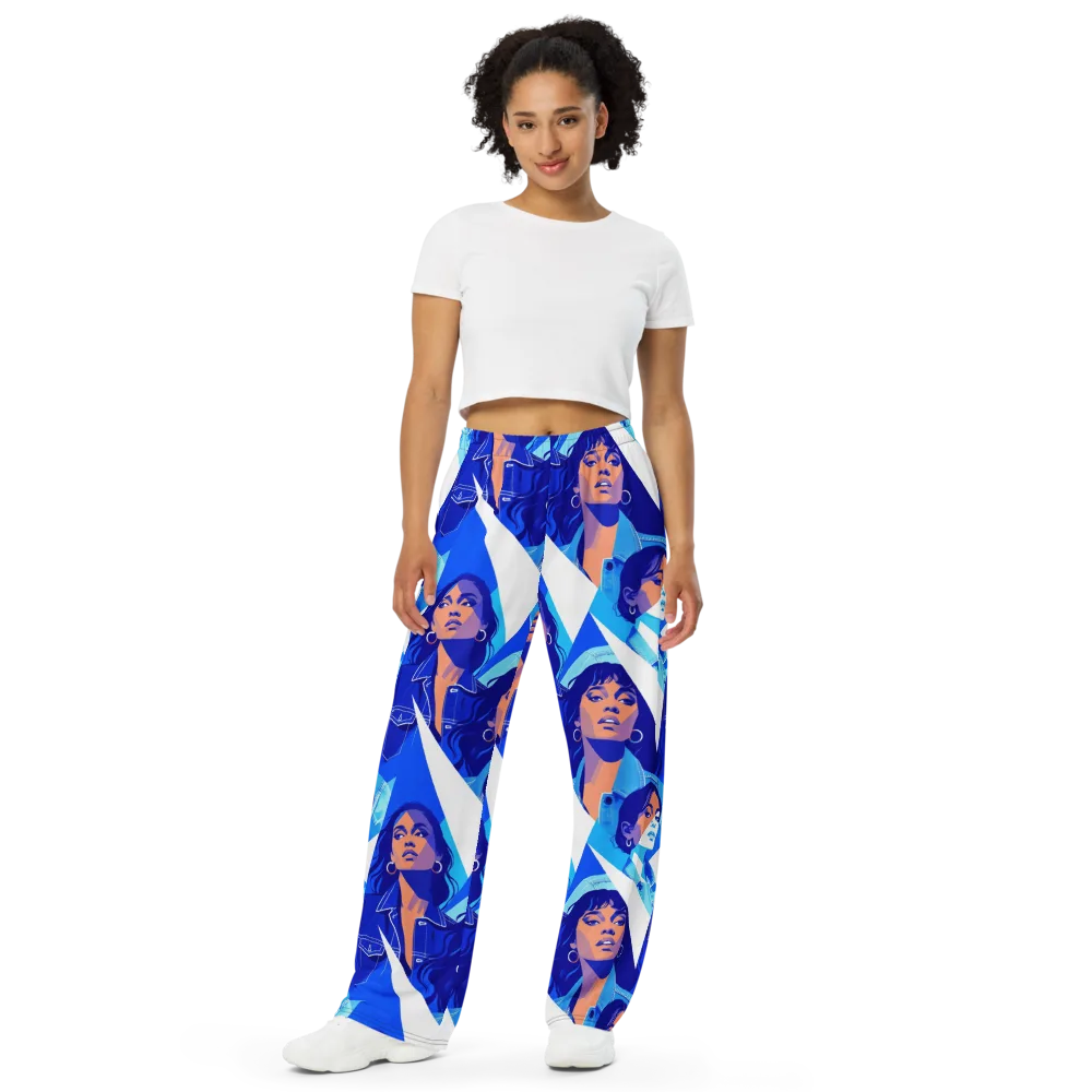 Electric Blue Muse on Wide-Leg Pants — Front