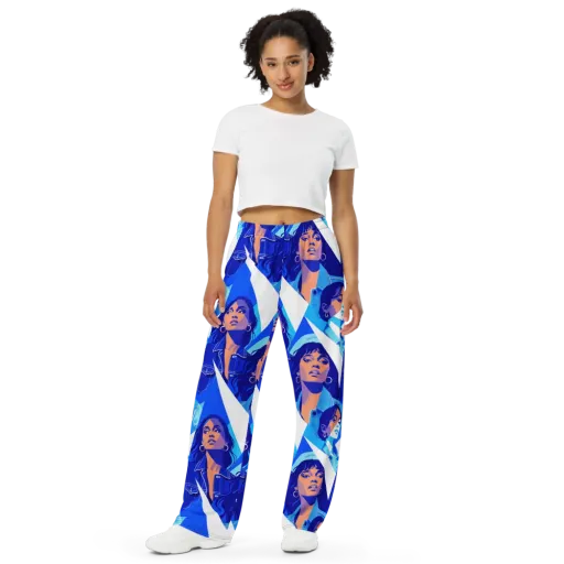 Electric Blue Muse on a Wide-Leg Pants