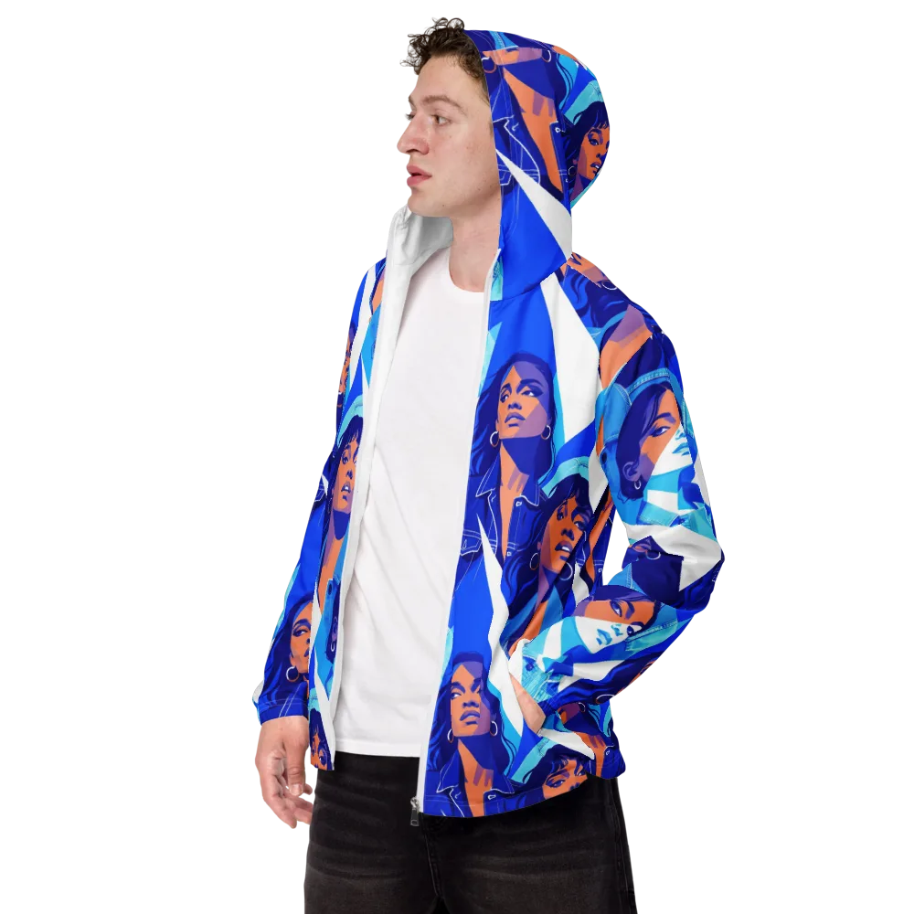 Electric Blue Muse on Men's Windbreaker — Left Front