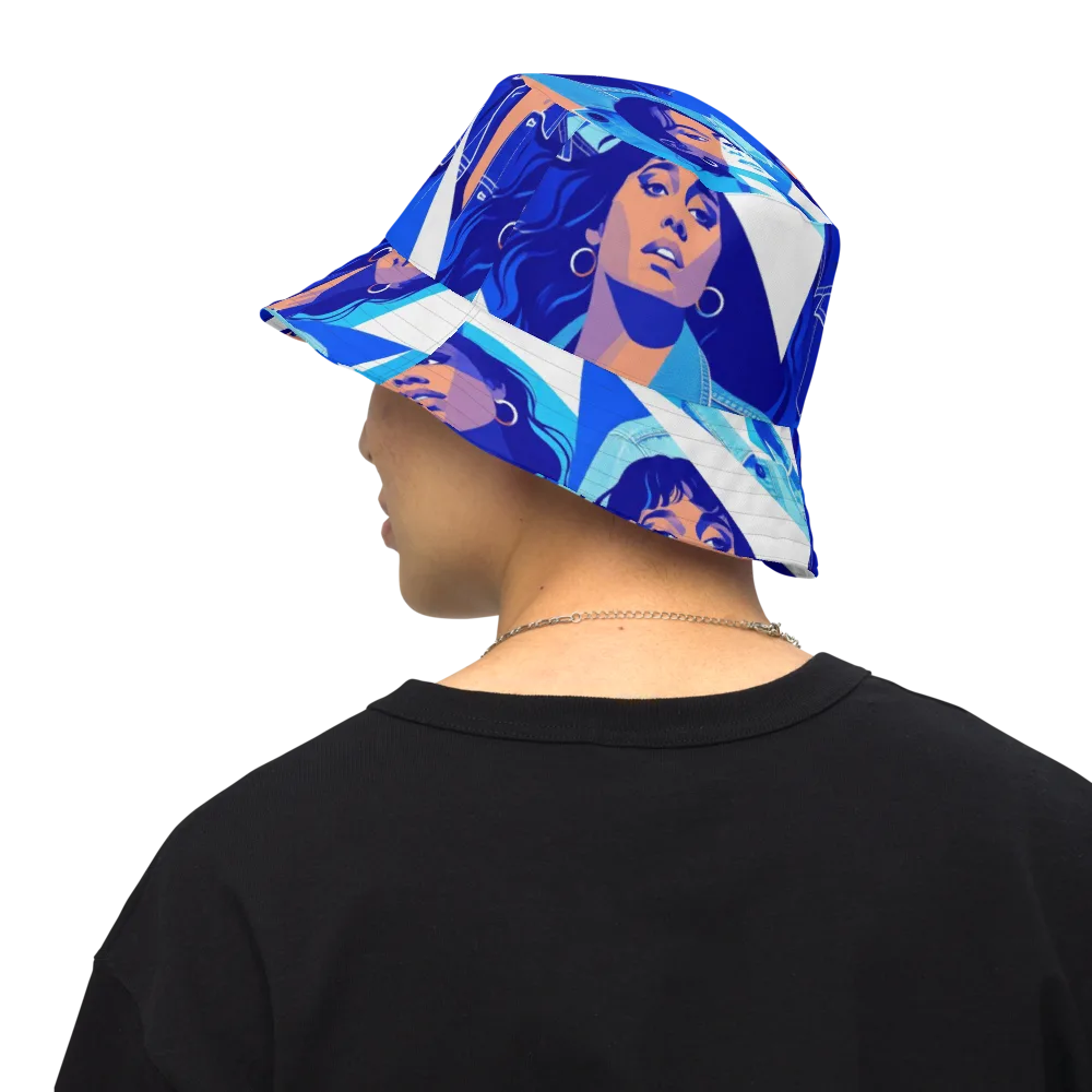 Electric Blue Muse on Reversible Bucket Hat — Back Inside