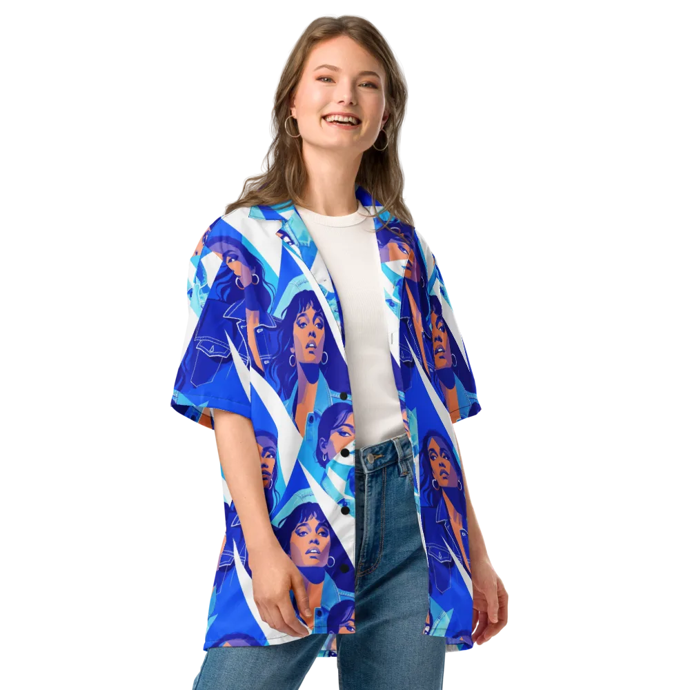 Electric Blue Muse on Button Shirt — Front