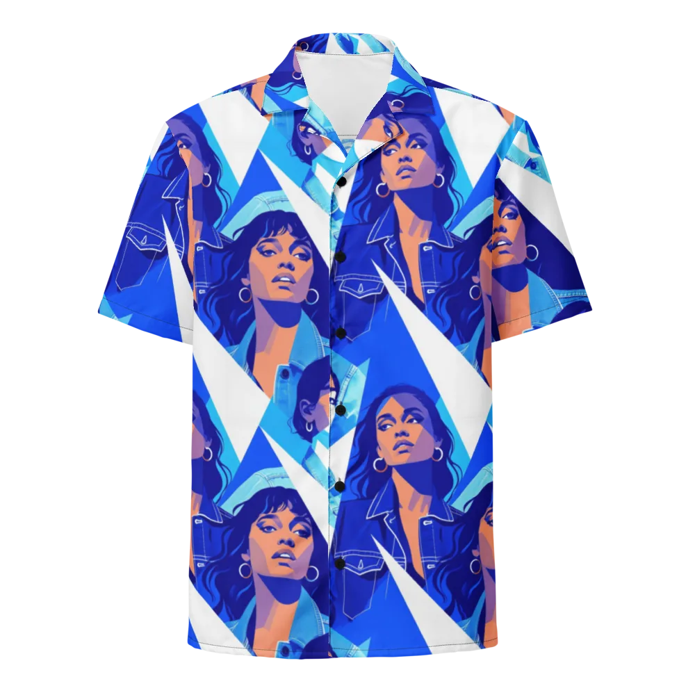 Electric Blue Muse on Button Shirt — Front