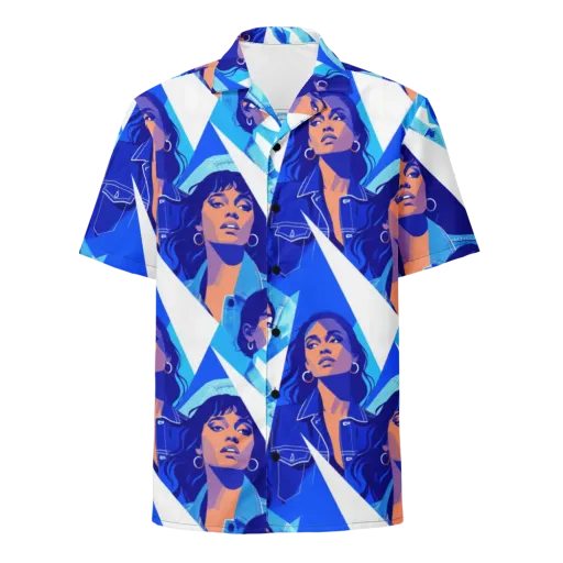 Electric Blue Muse on a Button Shirt