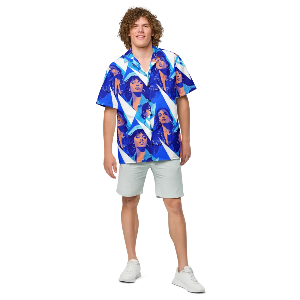 Electric Blue Muse on Button Shirt — Front