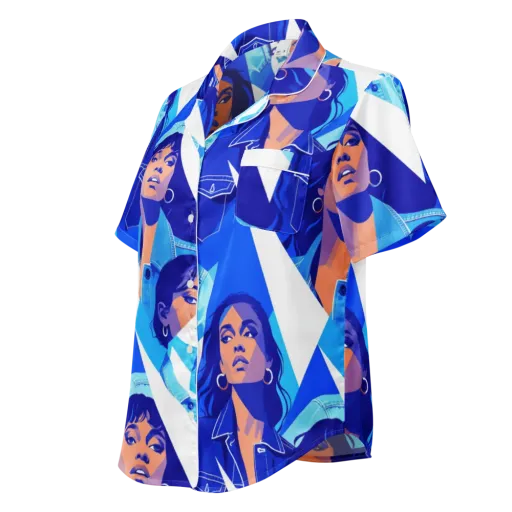 Electric Blue Muse on a Women's Short Sleeve Pajama Top