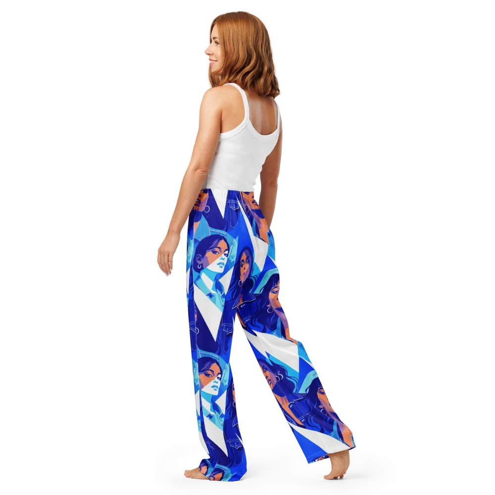 Electric Blue Muse on Women's Pajama Pants — Back