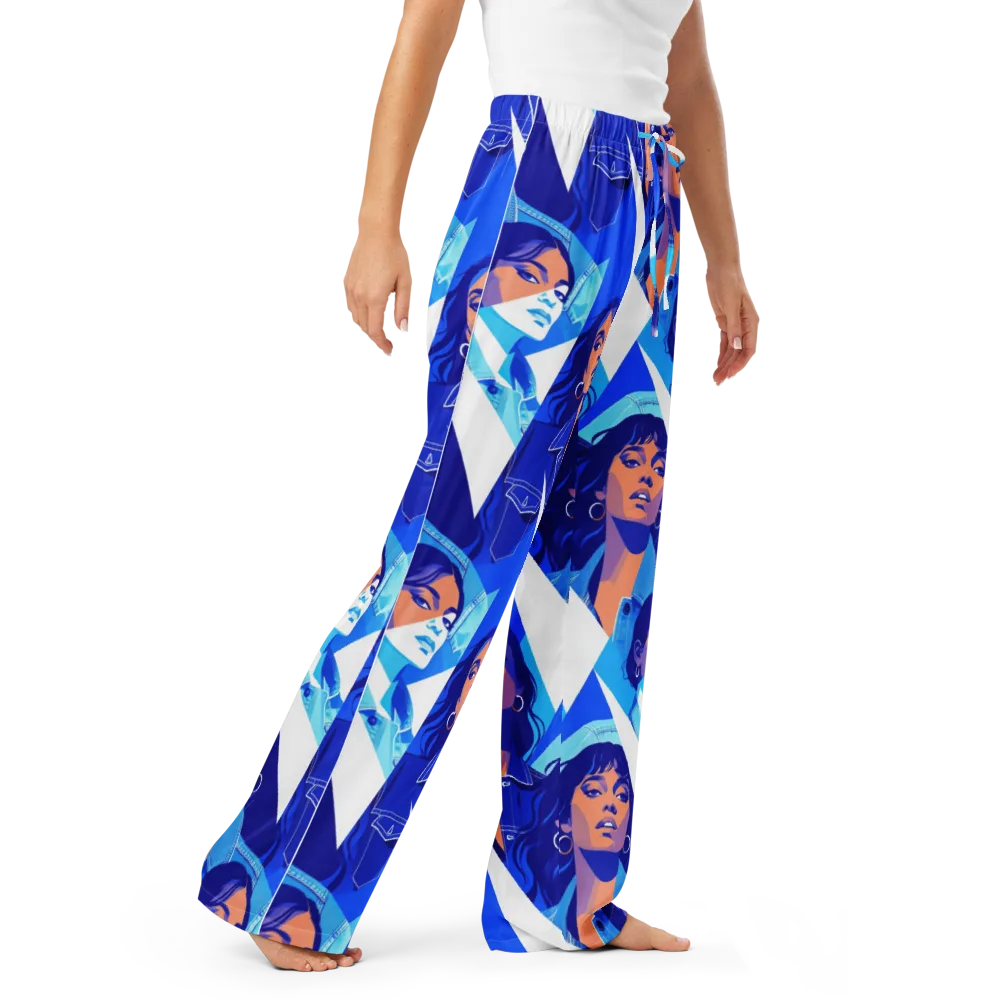 Electric Blue Muse on Women's Pajama Pants — Right Front