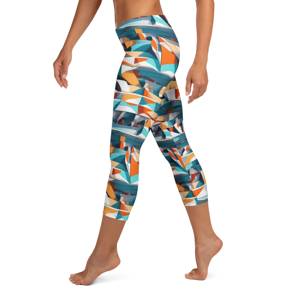 Folded Horizon on Capri Leggings — Left