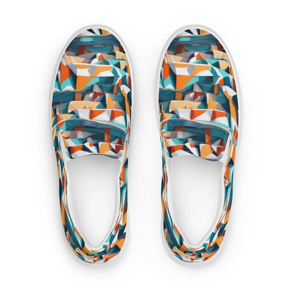 Folded Horizon on Men's Slip-On Canvas Shoes — Front