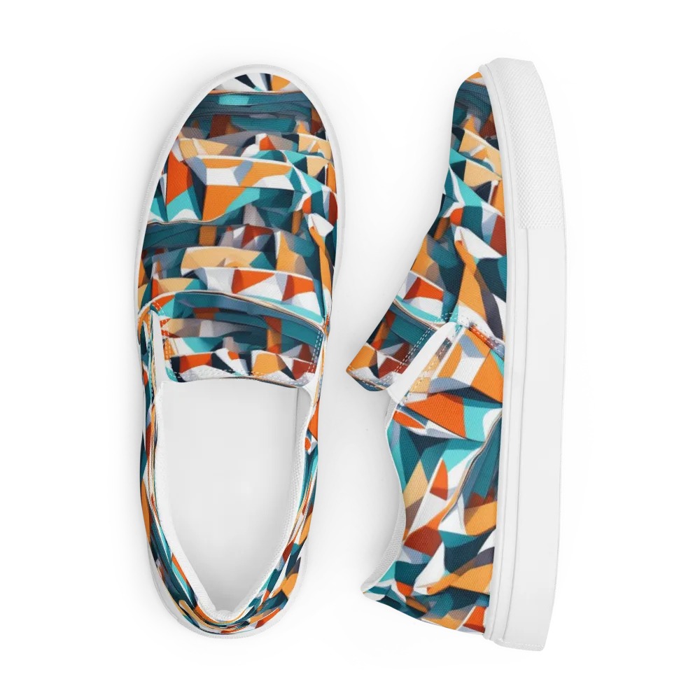 Folded Horizon on Men's Slip-On Canvas Shoes — Front