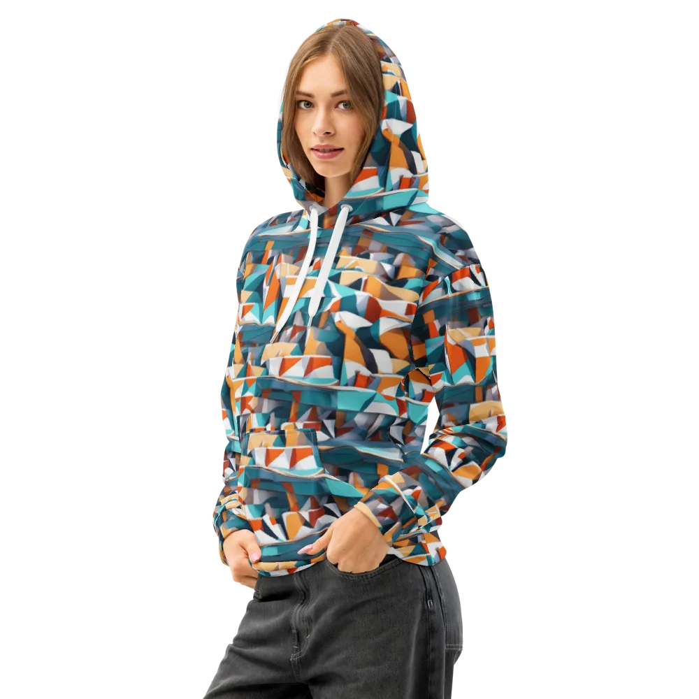 Folded Horizon on Cotton Hoodie — Left Front