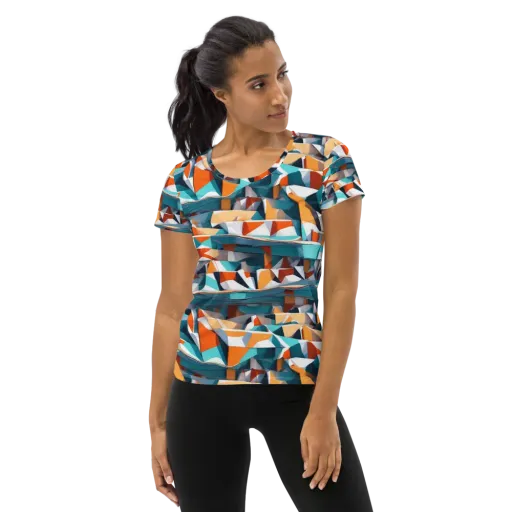 Folded Horizon on a Women's Athletic T-Shirt