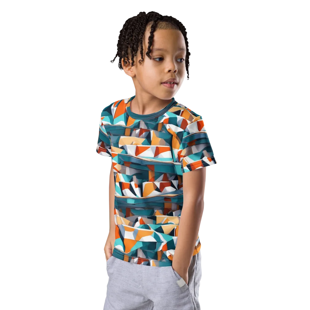Folded Horizon on Kids Crew Neck T-Shirt — Left Front