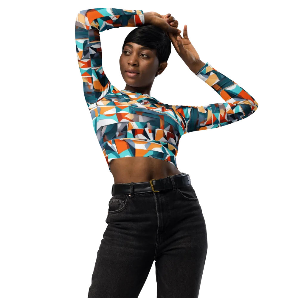 Folded Horizon on Long Sleeve Crop Top — Front