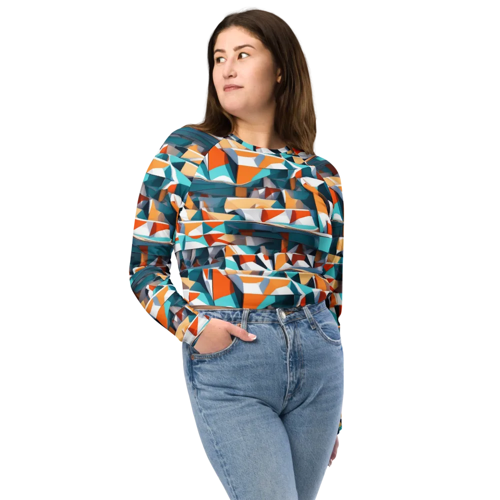 Folded Horizon on Long Sleeve Crop Top — Front