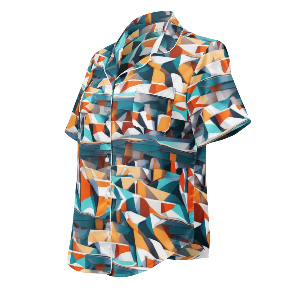 Folded Horizon on Women's Short Sleeve Pajama Top — Left Front