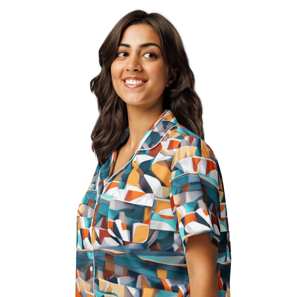 Folded Horizon on Women's Short Sleeve Pajama Top — Left Front