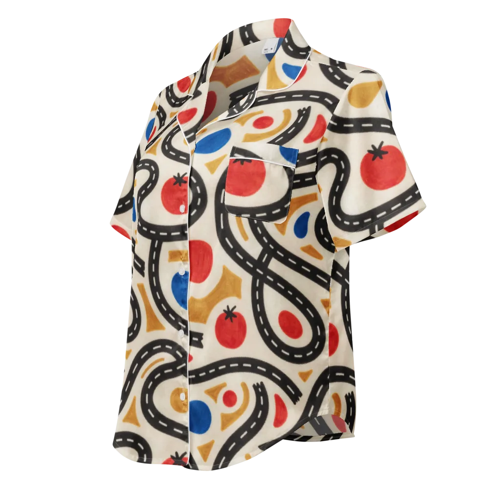 Roadside Harvest on Women's Short Sleeve Pajama Top — Left Front