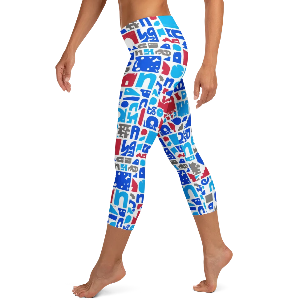 Typographic Tangle on Capri Leggings — Left