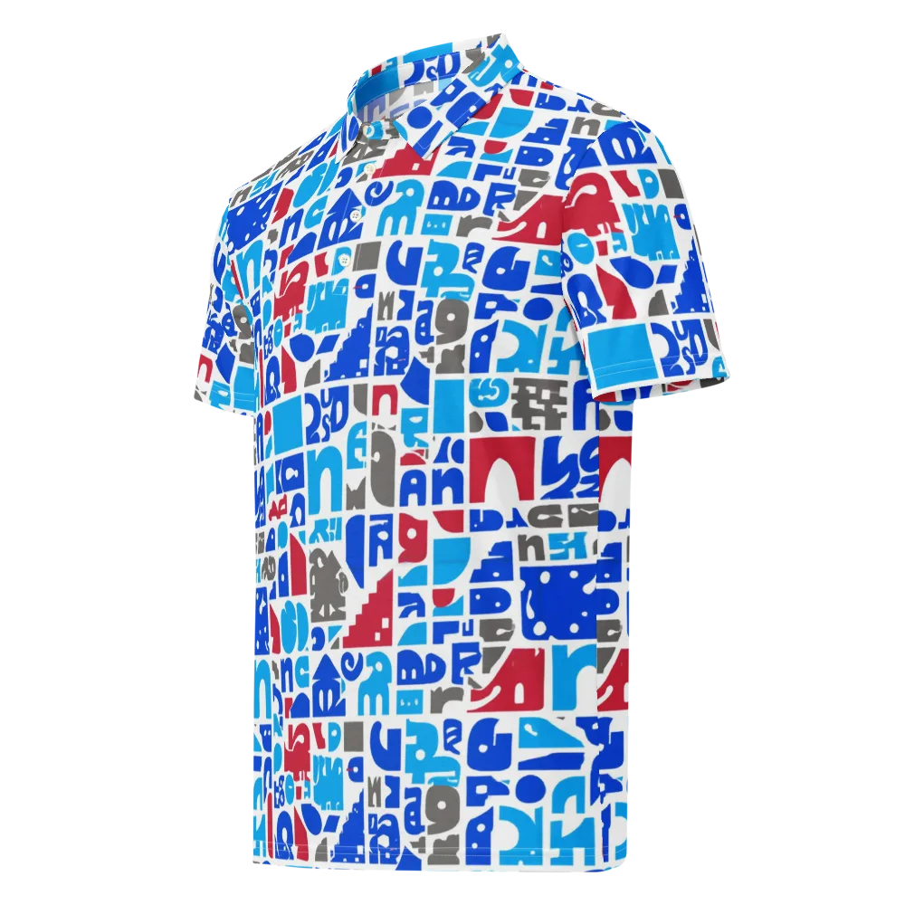 Typographic Tangle on Men's Slim Fit Polo Shirt — Left Front