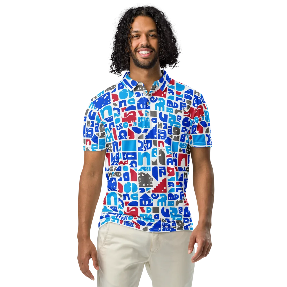 Typographic Tangle on Men's Slim Fit Polo Shirt — Front
