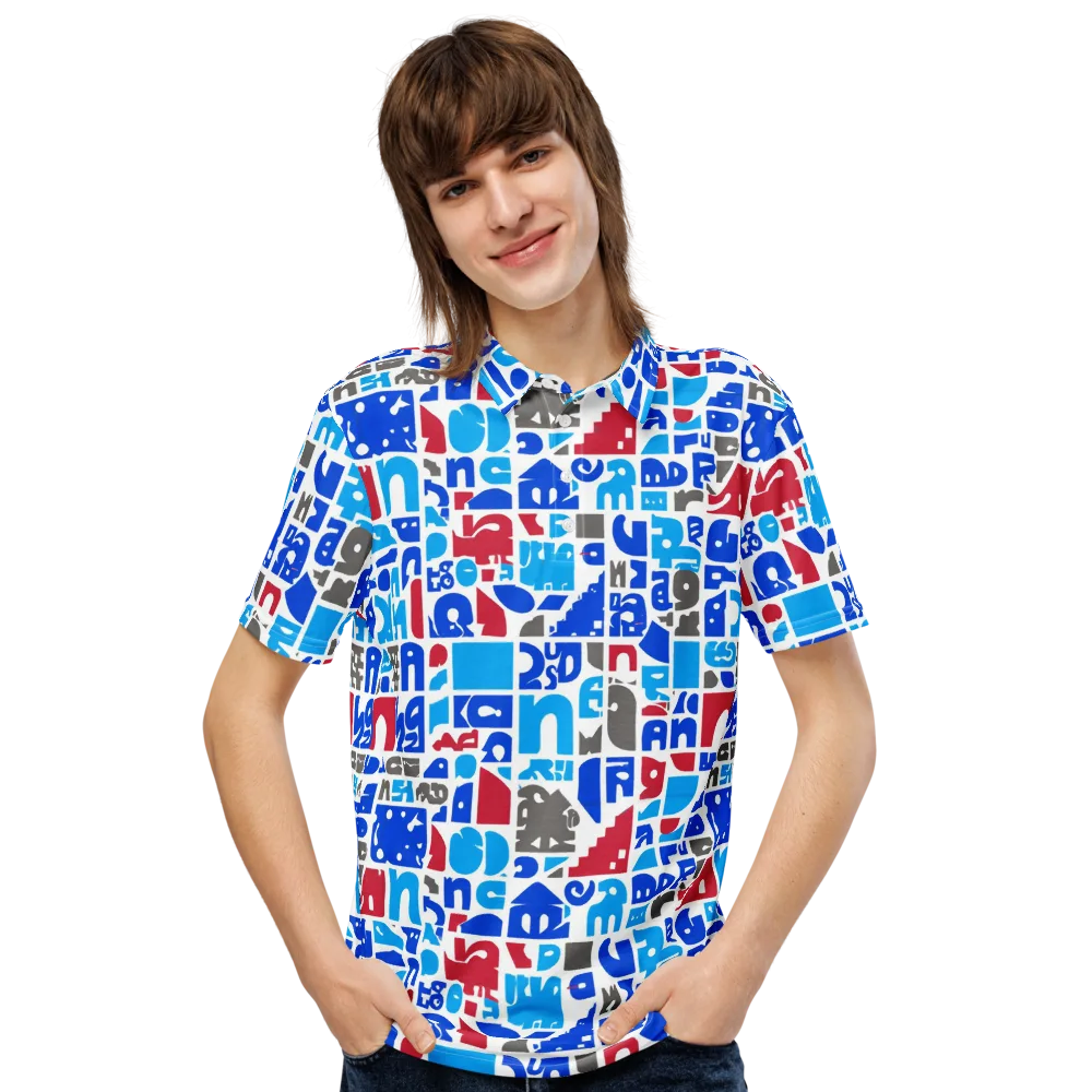 Typographic Tangle on Men's Slim Fit Polo Shirt — Front