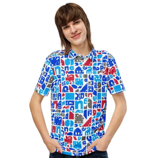 Typographic Tangle on a Men's Slim Fit Polo Shirt