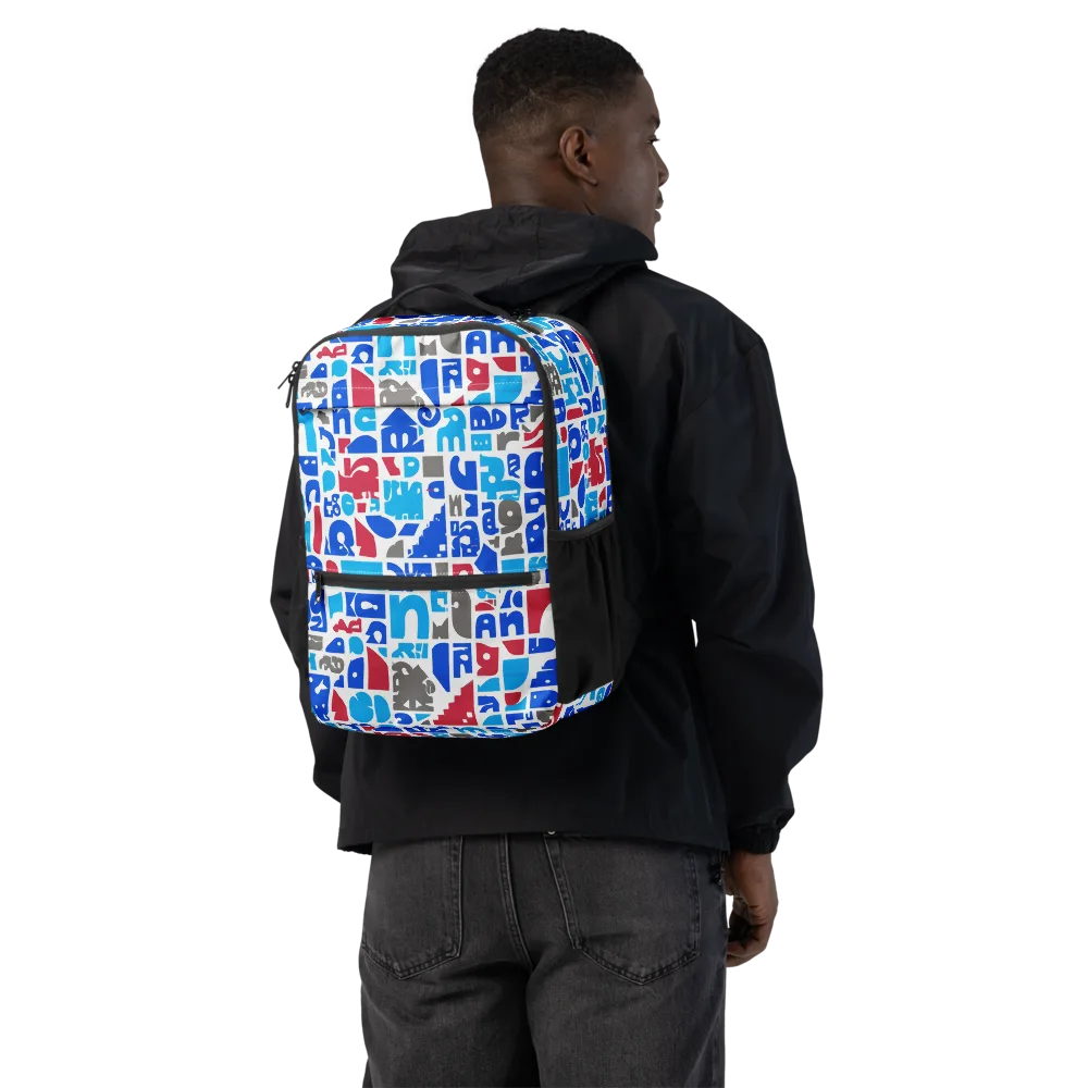 Typographic Tangle on Utility Backpack — Back