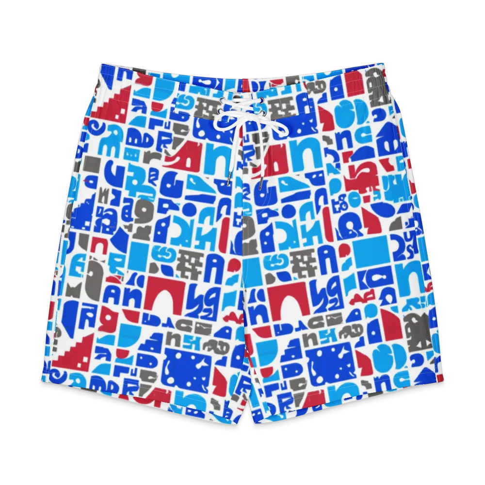 Typographic Tangle on Men's Board Shorts — Front